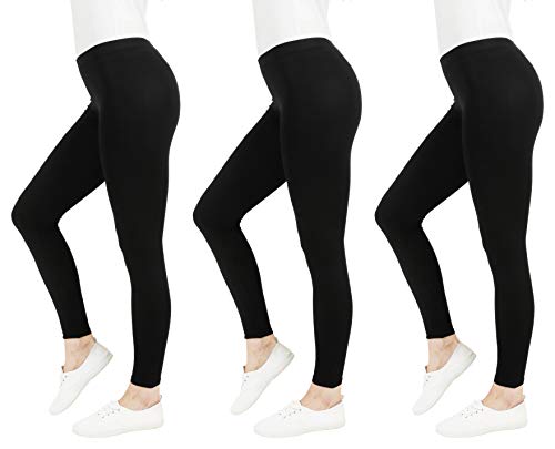 FM London Casual leggings, Negro, S para Mujer (3-Pack)