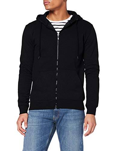FM London Hyfresh Zipped Capucha, Negro (Black 01), Large para Hombre