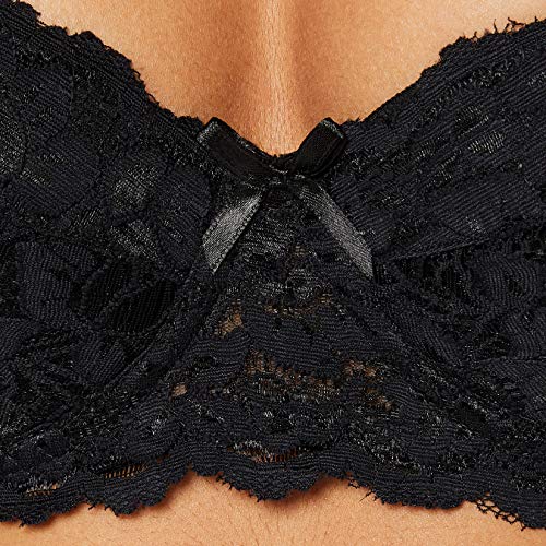 FM London Padded Lace Sujetador con Push-up, Negro, 95F para Mujer