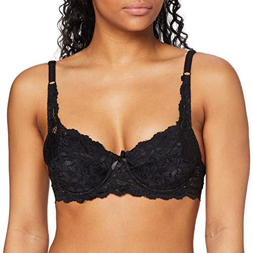 FM London Padded Lace Sujetador con Push-up, Negro, 95F para Mujer