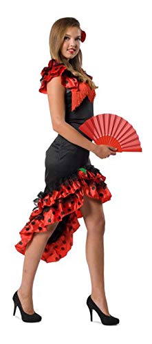 Folat - Traje de Flamenca español para Mujer - Roja & Negro - Talla S-M