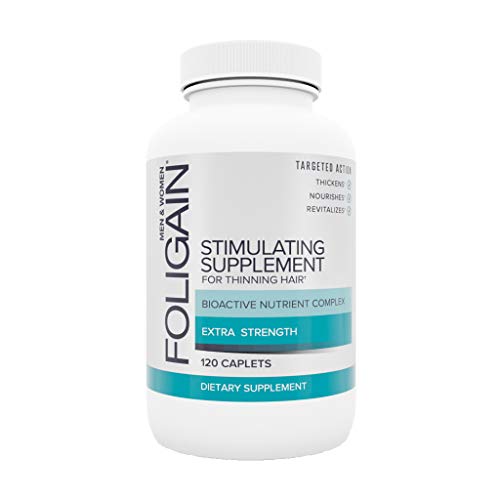 FOLIGAIN - Suplemento estimulante para la pérdida de cabello - Con biotina, ácido fólico, zinc, palma enana americana y ginkgo biloba - 120 Cápsulas