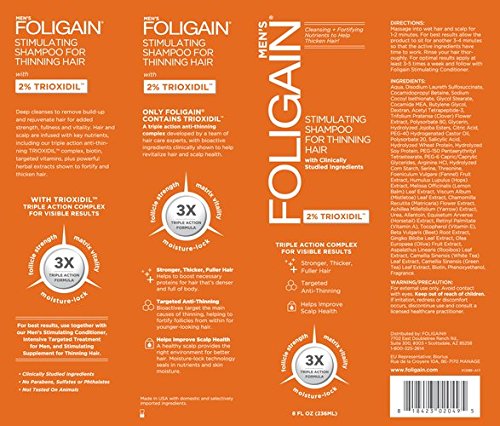 Foligain™ Champú anti caída de cabello para hombre – Foligain™ trioxidil 2% – 236 ml