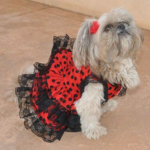 Folk Artesanía Vestido para Mascotas Flamenca o andaluza Lunares. Ideal para tu Perro. Fabricado en España (S)