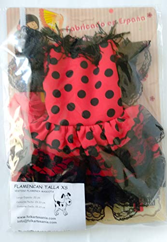 Folk Artesanía Vestido para Mascotas Flamenca o andaluza Lunares. Ideal para tu Perro. Fabricado en España (S)