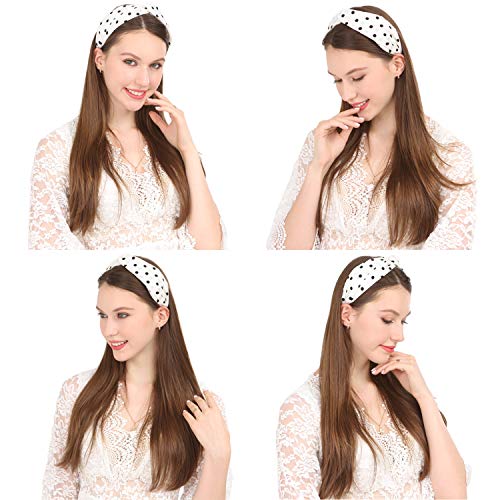 Folora 4 piezas de diadema ancha de moda con nudo retorcido, hermosa banda para el cabello para mujeres y niñas, lunares