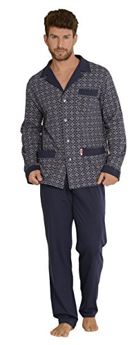 Forex Lingerie - Elegante pijama para hombre, 100% algodón, con un diseño atractivo Marine Gemustert XX-Large