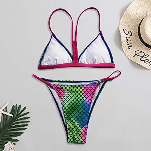 Fossen Bikinis Mujer 2020 Brasileños Push Up - Bikinis Mujer Braga Alta,Traje de Baño de Dos Piezas Estampado de Cintura Alta Bañador