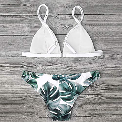 Fossen Bikinis Mujer 2021 Brasileños Push up - Estampado de Hojas Traje de Baño de Dos Piezas, Bañador de Playa