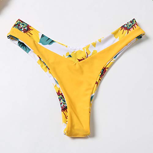 Fossen Bikinis Mujer 2021 Push up con Relleno - Estampado de cocotero en Traje de Baño de Tubo - Brasileños Bañador Ropa de Dos Piezas (S, Girasol Amarillo)
