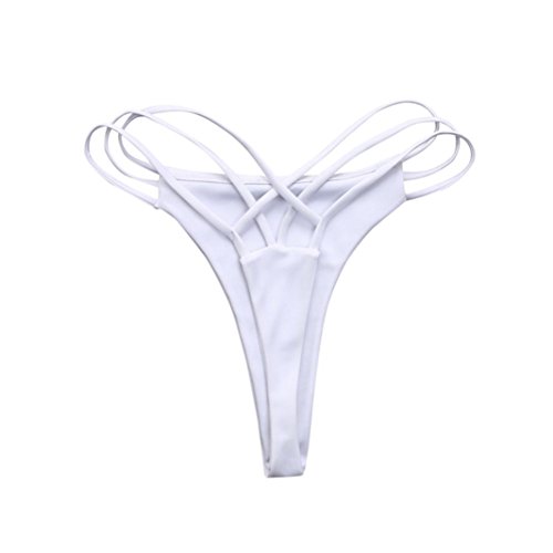 Fossen Brasileno Bikini Tangas Mujer Playa Traje de baño Bikinis Bottoms (S, Blanco)