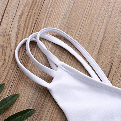 Fossen Brasileno Bikini Tangas Mujer Playa Traje de baño Bikinis Bottoms (S, Blanco)