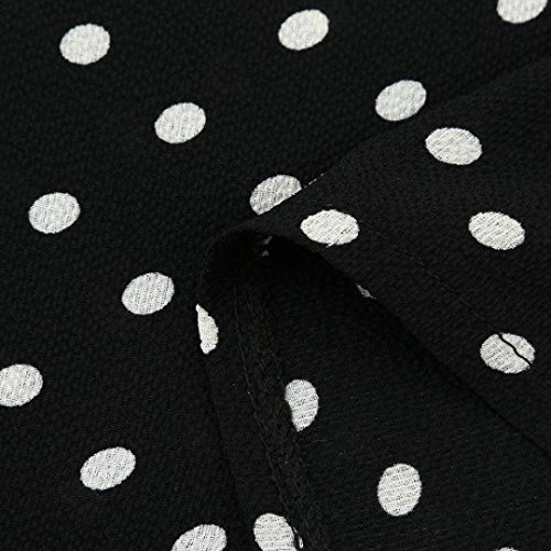 Fossen Mujer Blusas de Manga Larga Volantes Trompeta Punto de Ola Camisetas de Baratas y Oferta Gasa Camisa de Mujer Elegantes de Fiesta (XL, Negro)