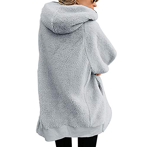 Fossen Mujer Ropa de Abrigos Largo Invierno Cremallera Cárdigan a Peludo con Capucha