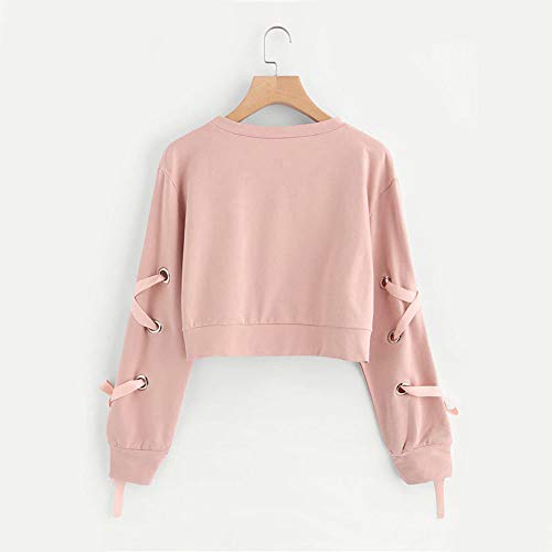 Fossen Mujer Sudaderas Cortas 2027 Otoño e Invierno Blusas con Manga Larga con Cordones Camiseta para Adolescentes Chicas