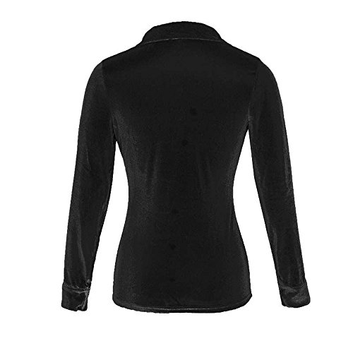 Fossen Mujer Terciopelo Blusa de Manga Larga Camisetas de Baratas en Oferta Blusas de Mujer Elegantes de Fiesta (M, Negro)