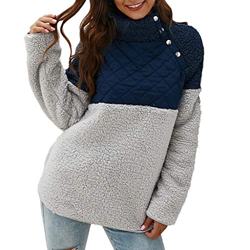 Fossen MuRope Abrigos de Mujer Invierno Largos Rebajas Elegantes, Sudadera Mujer con Botón y Bolsillo Abrigos Desigual Mujer Nieve Felpa - Suéter Parkas Chicas, Blogger de Moda