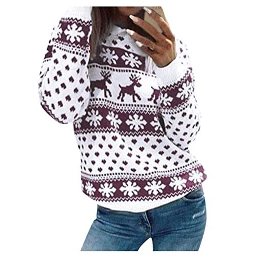Fossen MuRope Sudadera Navidad Mujer con Capucha Invierno - Jersey Suéter de Navidad para Mujer Impresión de Alces - Vestido Hoodies Largas Chica Larga
