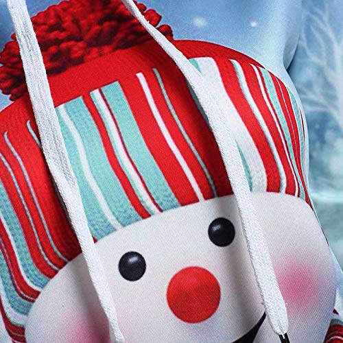 Fossen MuRope Sudadera Navidad Mujer con Capucha Invierno - Jersey Suéter de Navidad para Mujer Impresión de Alces - Vestido Hoodies Largas Chica Larga (Azul ~ B, M)