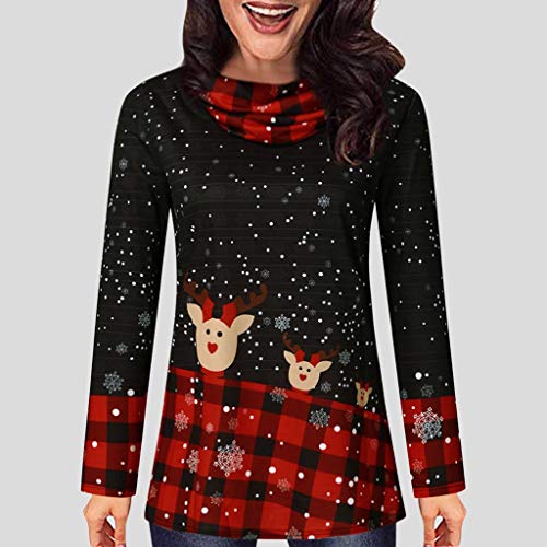 Fossen MuRope Sudadera Navidad Mujer con Capucha Invierno - Jersey Suéter de Navidad para Mujer Impresión de Alces - Vestido Hoodies Largas Chica Larga