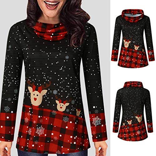 Fossen MuRope Sudadera Navidad Mujer con Capucha Invierno - Jersey Suéter de Navidad para Mujer Impresión de Alces - Vestido Hoodies Largas Chica Larga