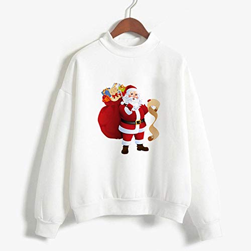 Fossen MuRope Sudadera Navidad Mujer Invierno Impresión de Santa Claus - Sudaderas Tumblr Adolescentes Flojo Largas - Jersey Suéter de Navidad para Mujer - Pullover Hoodies Chica