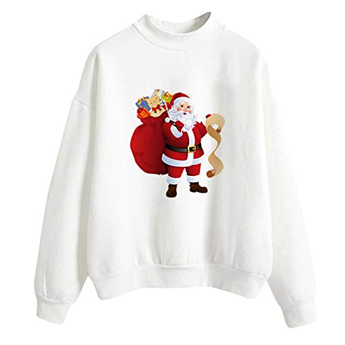 Fossen MuRope Sudadera Navidad Mujer Invierno Impresión de Santa Claus - Sudaderas Tumblr Adolescentes Flojo Largas - Jersey Suéter de Navidad para Mujer - Pullover Hoodies Chica