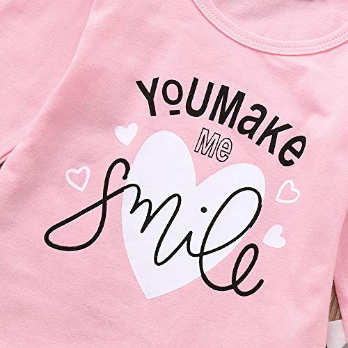Fossen Ropa Bebe Niñas Camisetas de Manga Larga y Pantalones con Cintas de Pelo Recien Nacido Niñas Ropa Otoño/Invierno (3 Piezas) (6 Meses, You Make ME)