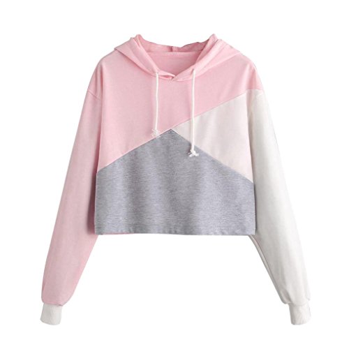 Fossen Sudadera Mujer Tumblr Baratas Empalme, Sudaderas Adolescentes Chicas Cortas Pull-Over Tops Blusa de Manga Larga