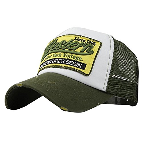 Fossen Verano Vintage Sombrero con Viseras Western Malla Gorras Beisbol para Hombres Mujeres (Verde)