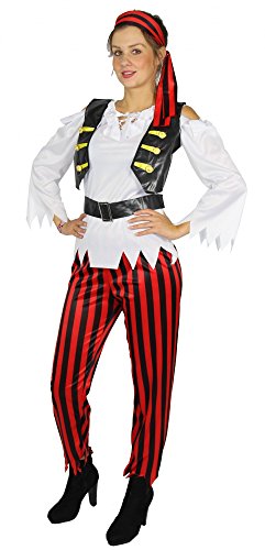 FOXXEO Traje de Pirata para Damas y niÃƒ±as Blusa Pirata con Chaleco Pantalãƒ³n Cinturãƒ³n de Cinta para la Cabeza, Talla M