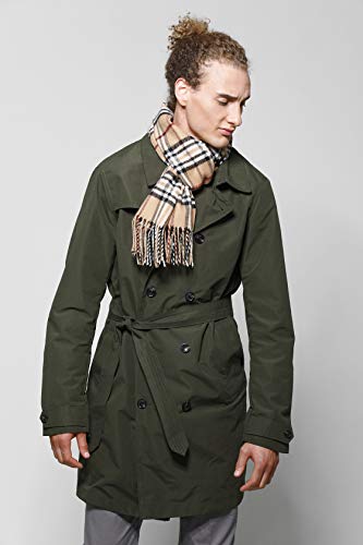 FRAAS Cashmink® - Bufanda a cuadros para hombre y mujer - 35 x 200 cm - Fabricado en Alemania - Bufanda XXL cálida - Bufanda suave que la cachemira - Perfecta para el invierno marrón claro Talla única