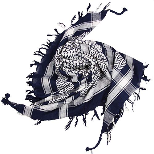 Freak Scene Kufiya - Keffiyeh - azul-marina de guerra - blanco - 100x100 cm - Pañuelo palestino de Arafat - PLO Pali chal - 100% algodón