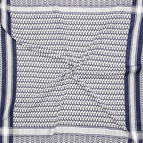 Freak Scene Kufiya - Keffiyeh - azul-marina de guerra - blanco - 100x100 cm - Pañuelo palestino de Arafat - PLO Pali chal - 100% algodón