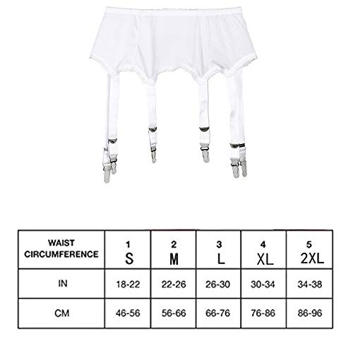 Frecoccialo Perspectiva de Las Mujeres Ligueros con 6 Correas Ajustables Elástico para Ligas Lencería Medias Altas,Negro,Rojo, Blanco