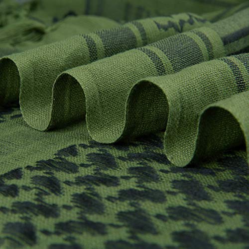 FREE SOLDIER Bufanda Militar Shemagh Tactical Desert Keffiyeh Bufanda de Cuello con Cabeza Bufanda árabe con Borla 43x43 Pulgadas,Marrón & Verde Set