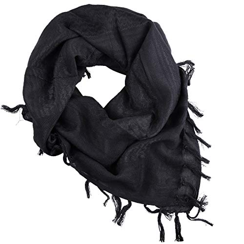 FREE SOLDIER Bufanda Militar Shemagh Tactical Desert Keffiyeh Bufanda de Cuello con Cabeza Bufanda árabe con Borla 43x43 Pulgadas,Negro