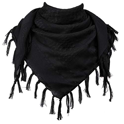 FREE SOLDIER Bufanda Militar Shemagh Tactical Desert Keffiyeh Bufanda de Cuello con Cabeza Bufanda árabe con Borla 43x43 Pulgadas,Negro