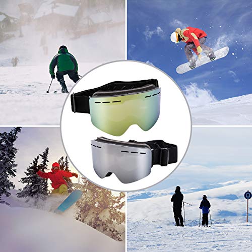 FREE SOLDIER Gafas Esqui OTG Gafas de Esqui Antivaho de Invierno Gafas Snowboard al Aire Libre con Lentes Cilíndricas para Hombres, Mujeres y Jóvenes (REVO Dorado 25.4% VLT)