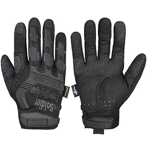 FREE SOLDIER Guantes de Moto para Hombre Verano Guantes Tácticos Militares Ideal para Motocross Ciclismo Airsoft Combate Alpinismo Guantes Dedo Lleno Negro M