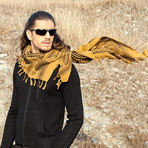 FREE SOLDIER Militar táctica Shemagh Desierto Keffiyeh Bufanda Wrap para Hombres y Mujeres(Negro)