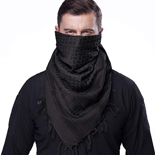 FREE SOLDIER Militar táctica Shemagh Desierto Keffiyeh Bufanda Wrap para Hombres y Mujeres(Negro)