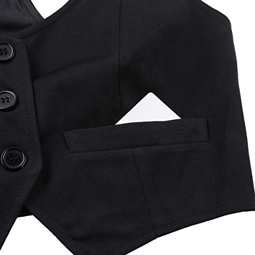 Freebily Las Mujeres Chaleco Ocasionales Sin Mang Botón Cuello En V Abajo Chaleco Ajustado Corto de Otoño Outwear Formal Negro Medium