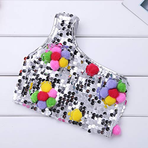 Freebily Vestido Niñas Infántil con Lentejuelas para Actuación Escenario Vestuario Conjunto con Top Brillo+Tutú Falda para Espectáculo de Danza Ballet Niñas 2-14 Años Silver&Pink 5-6 años