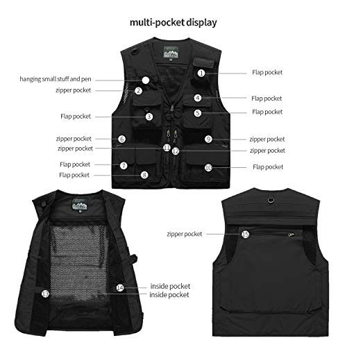 Freiesoldaten de Los Hombres Al Aire Libre Chaleco de Pesca Chaleco Transpirable Casual con Bolsillo Múltiple