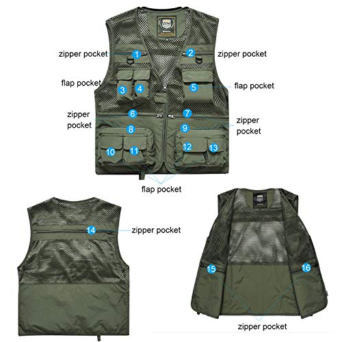 Freiesoldaten de Los Hombres Al Aire Libre Multi Bolsillos Chaleco Ahuecar Cámping Pescar Chaleco de Fotografía Casual Desgastar