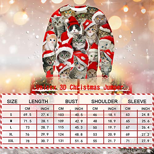Freshhoodies Unisex Santa Claus con Fútbol Navidad Sudaderas 3D Fútbol Imprimi Hombres Mujeres Navidad Sudadera con Capucha Christmas Pullover Ugly Sweater M