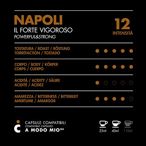 FRHOME - Lavazza a Modo Mio 100 Càpsulas compatibles - Il Caffè Italiano - Mezcla Napoli Intensidad 12