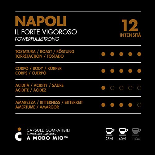 FRHOME - Lavazza a Modo Mio 100 Càpsulas compatibles - Il Caffè Italiano - Mezcla Napoli Intensidad 12