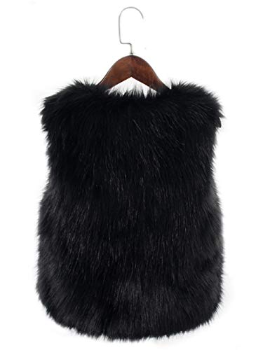 Fried Bolsillo Temporada de imitación de Piel de Zorro Hierba Chaleco Caliente de la Capa del Chaleco del Chaleco con Cremallera (Color : Black, Size : S)